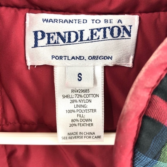 Pendleton Down Filled Plaid Quilted Puffer Vest Jacket Warm Size Small - Picture 4 of 7